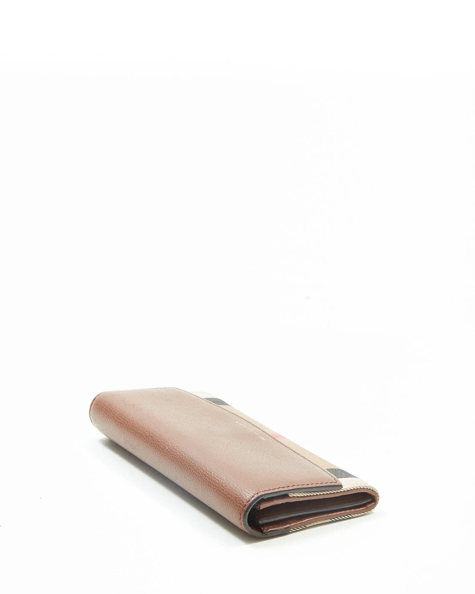 Burberry Brown Leather & Canvas Nova Check Continental Wallet