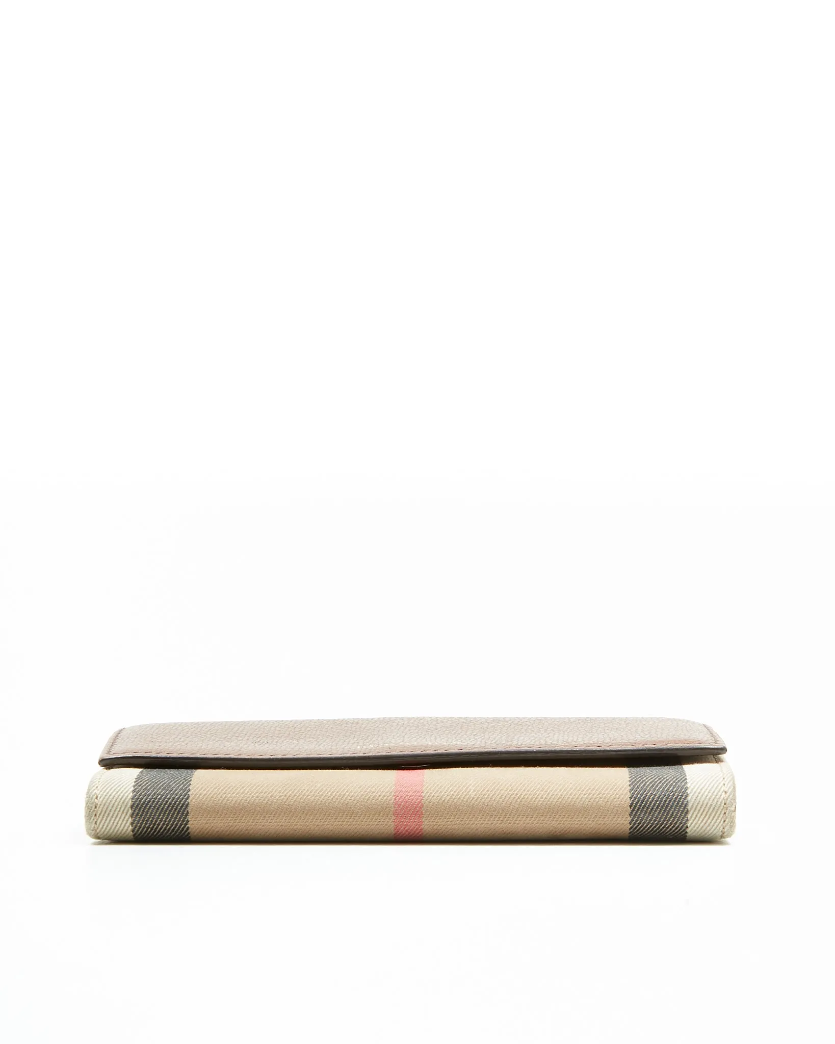 Burberry Brown Leather & Canvas Nova Check Continental Wallet
