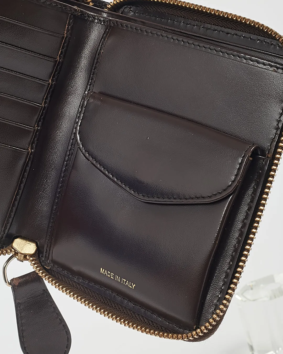 Burberry Brown Leather Beige Nova Check Coated Canvas Zippy Wallet