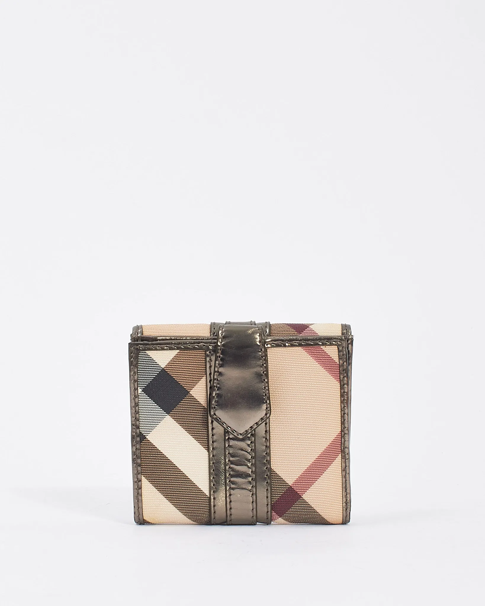 Burberry Metallic Grey Nova Check Compact Wallet