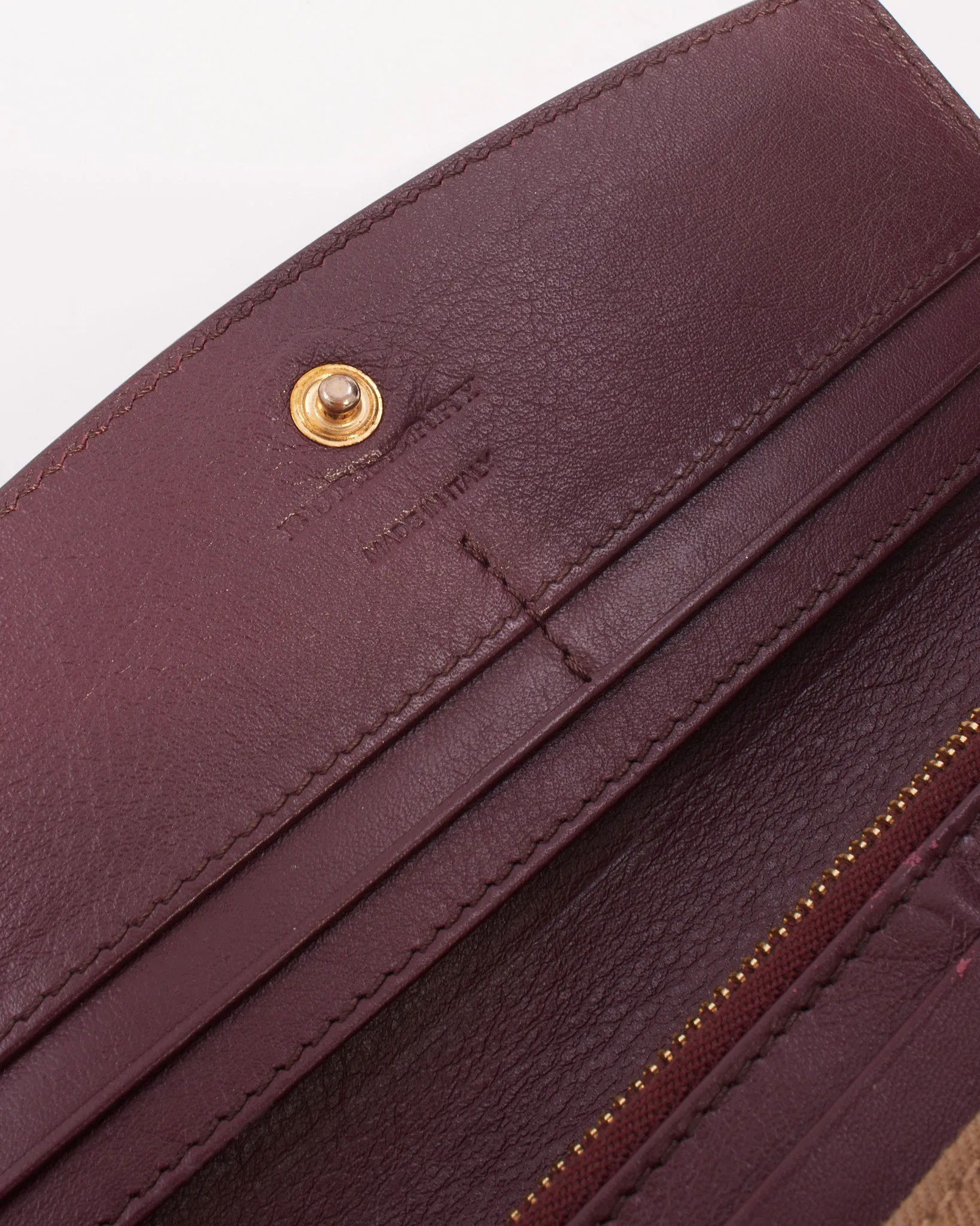 Burberry Plum Leather House Check Canvas Long Wallet
