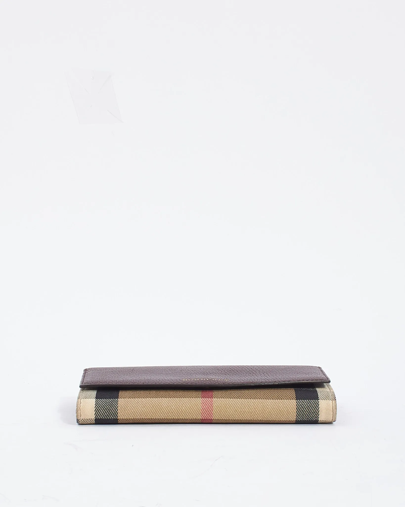 Burberry Plum Leather House Check Canvas Long Wallet