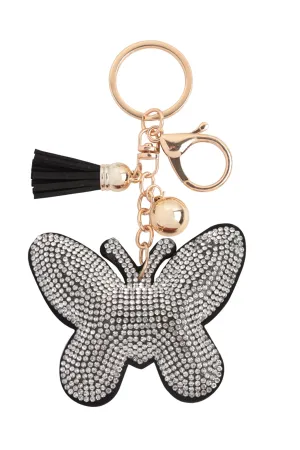 BUTTERFLY RHINESTONE TASSEL KEYCHAIN