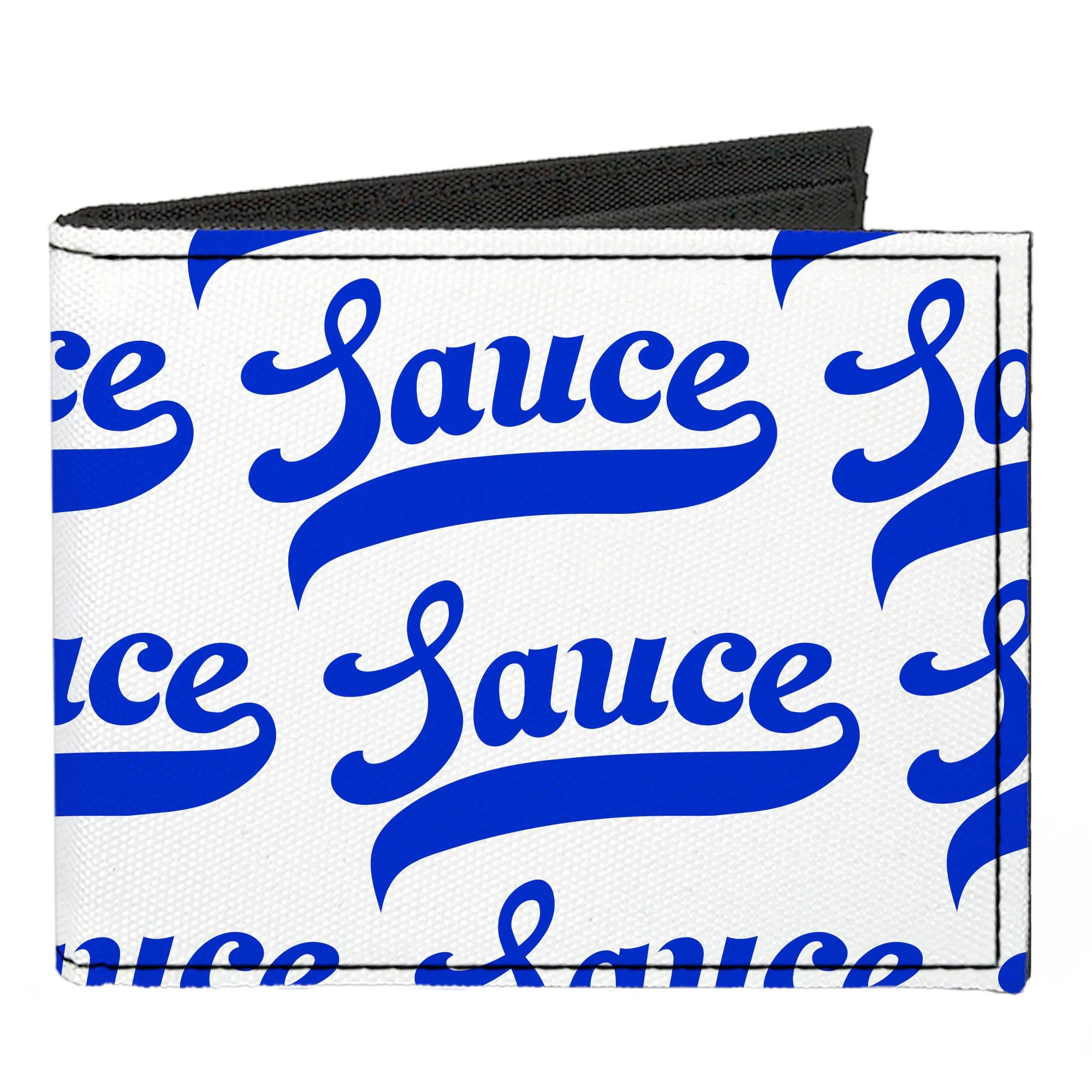 Canvas Bi-Fold Wallet - SAUCE Baseball Script White/Blue