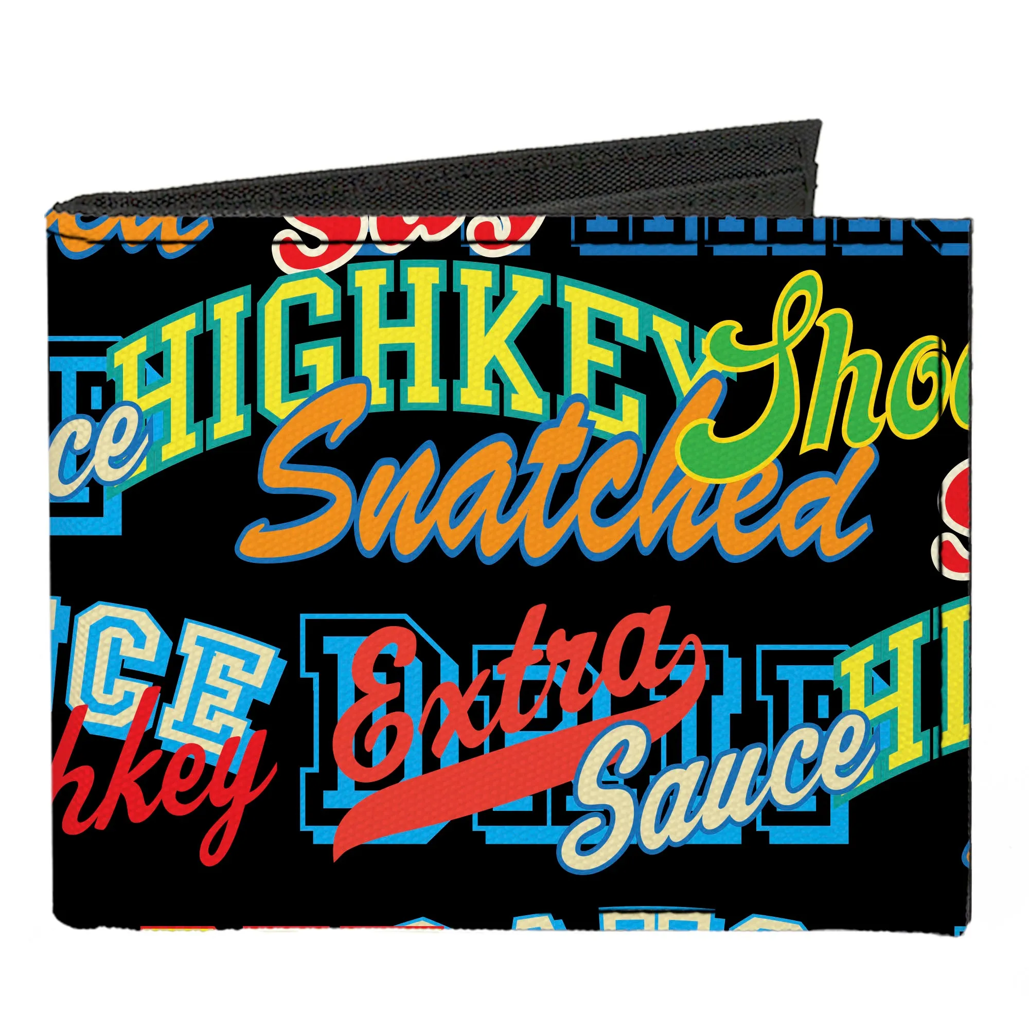 Canvas Bi-Fold Wallet - Slang Verbiage Stacked Black/Multi Color