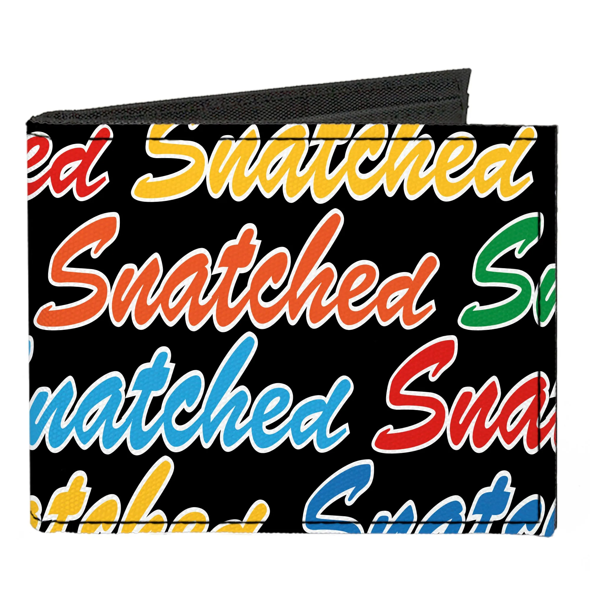 Canvas Bi-Fold Wallet - SNATCHED Script Black/Multi Color