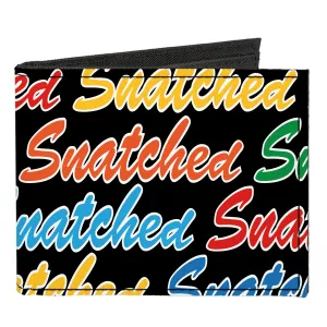 Canvas Bi-Fold Wallet - SNATCHED Script Black/Multi Color