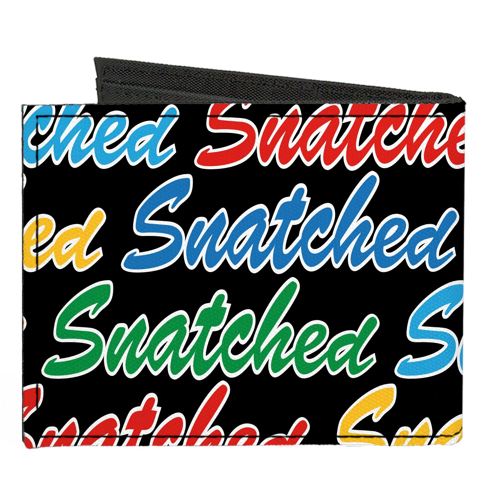 Canvas Bi-Fold Wallet - SNATCHED Script Black/Multi Color