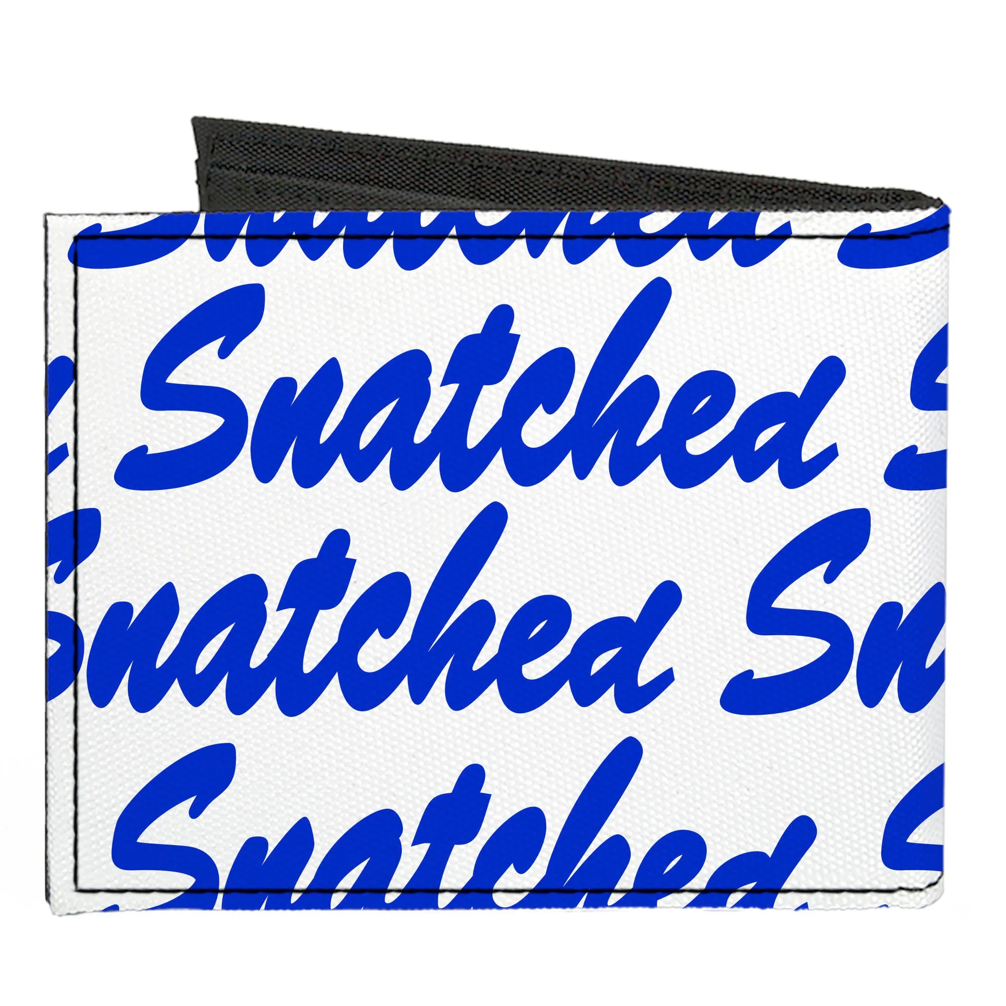 Canvas Bi-Fold Wallet - SNATCHED Script White/Blue