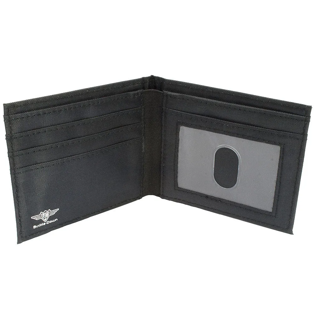 Canvas Bi-Fold Wallet - SNATCHED Script White/Blue