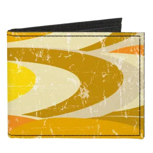Canvas Bi-Fold Wallet - Spots Stacked Weathered Yellows/Browns