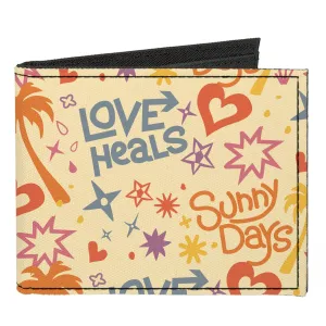 Canvas Bi-Fold Wallet - Summer Harmony Collage Beige/Multi Color