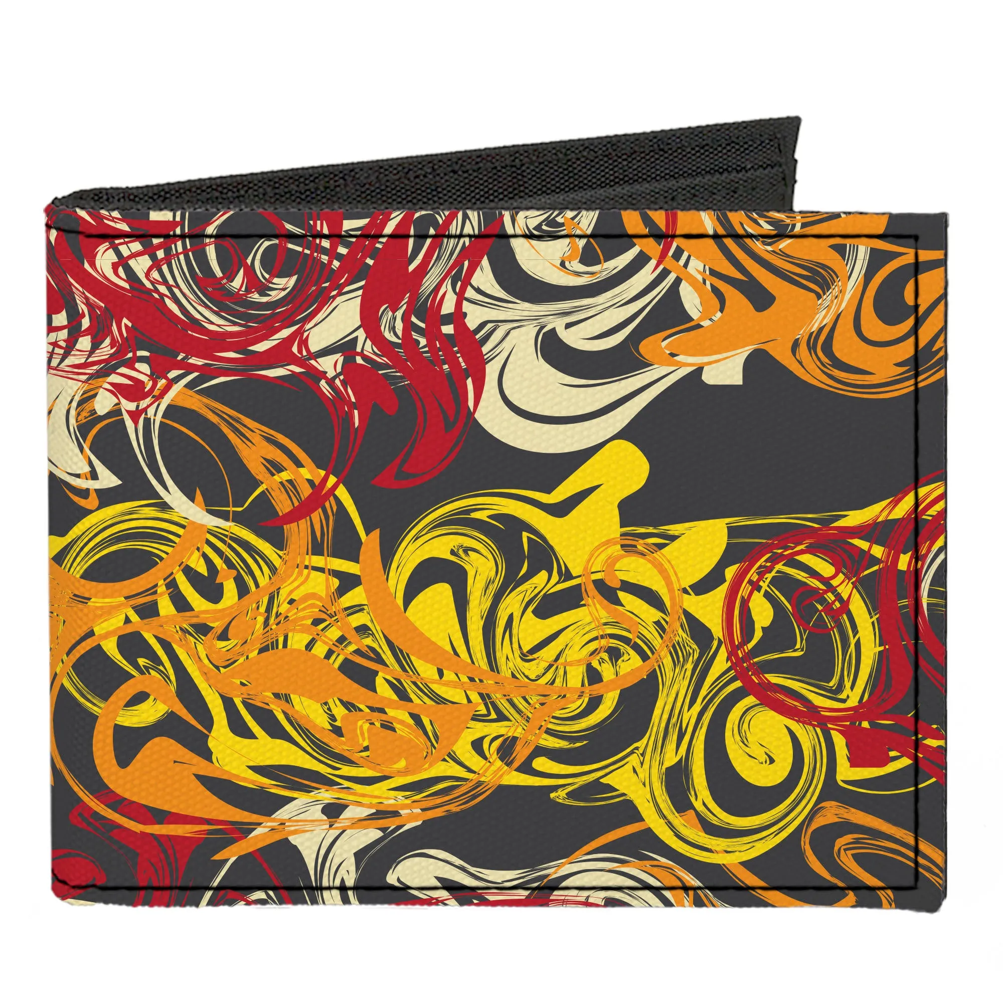 Canvas Bi-Fold Wallet - Swirl Mix Gray/Multi Color