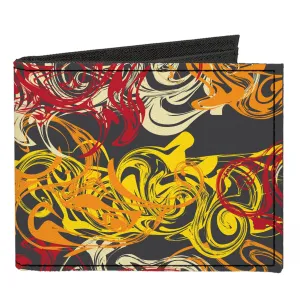 Canvas Bi-Fold Wallet - Swirl Mix Gray/Multi Color