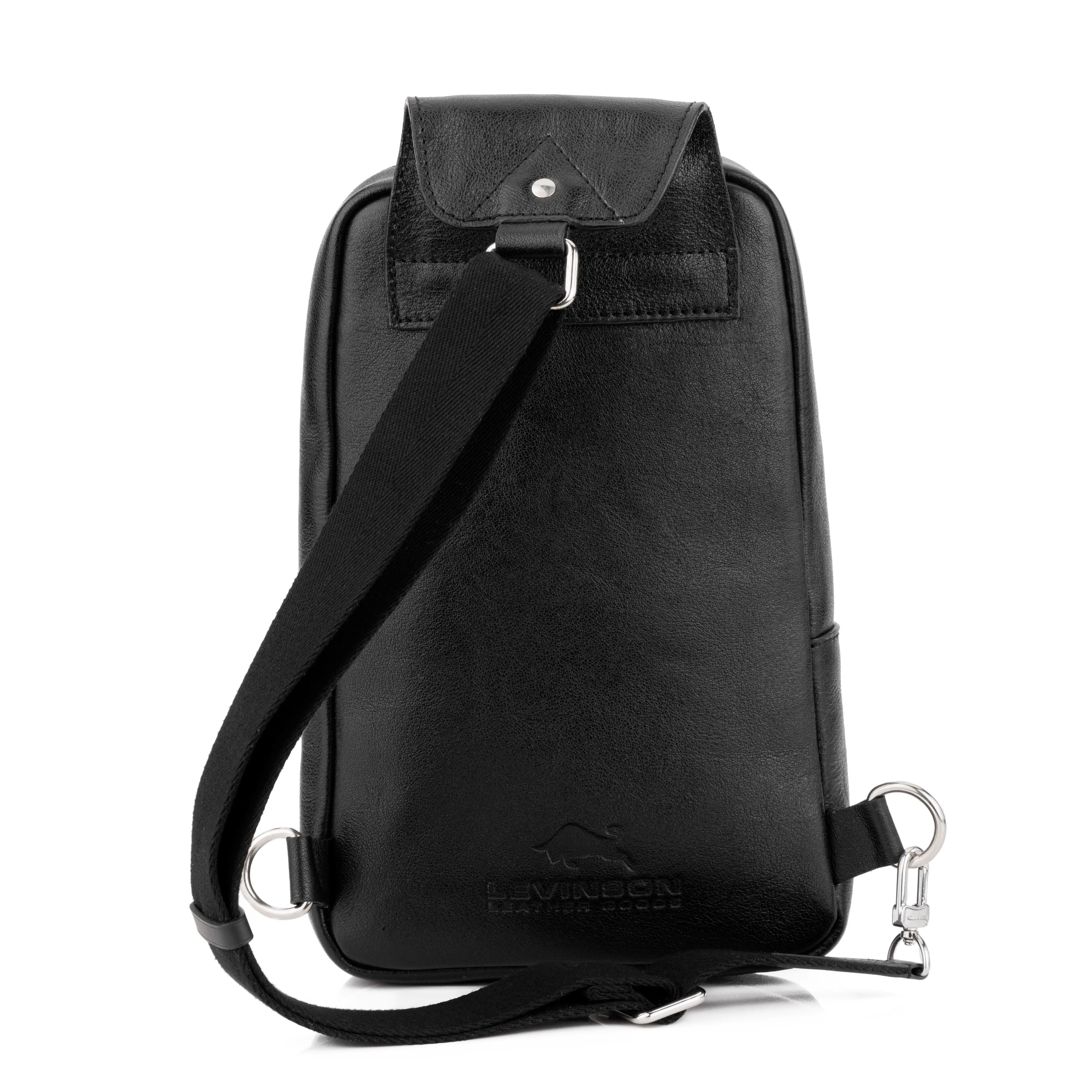Carbon Black Leather Sling Bag