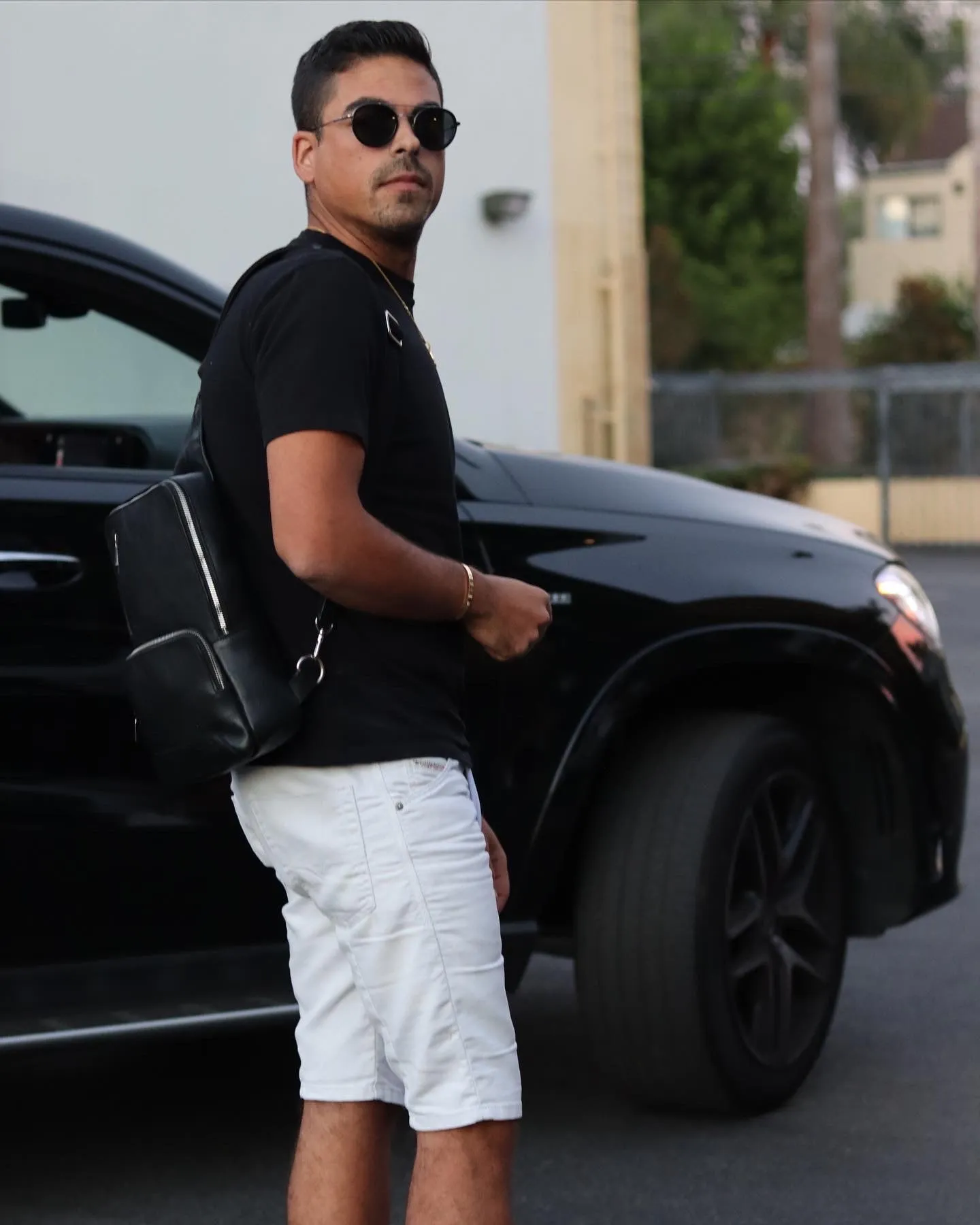 Carbon Black Leather Sling Bag