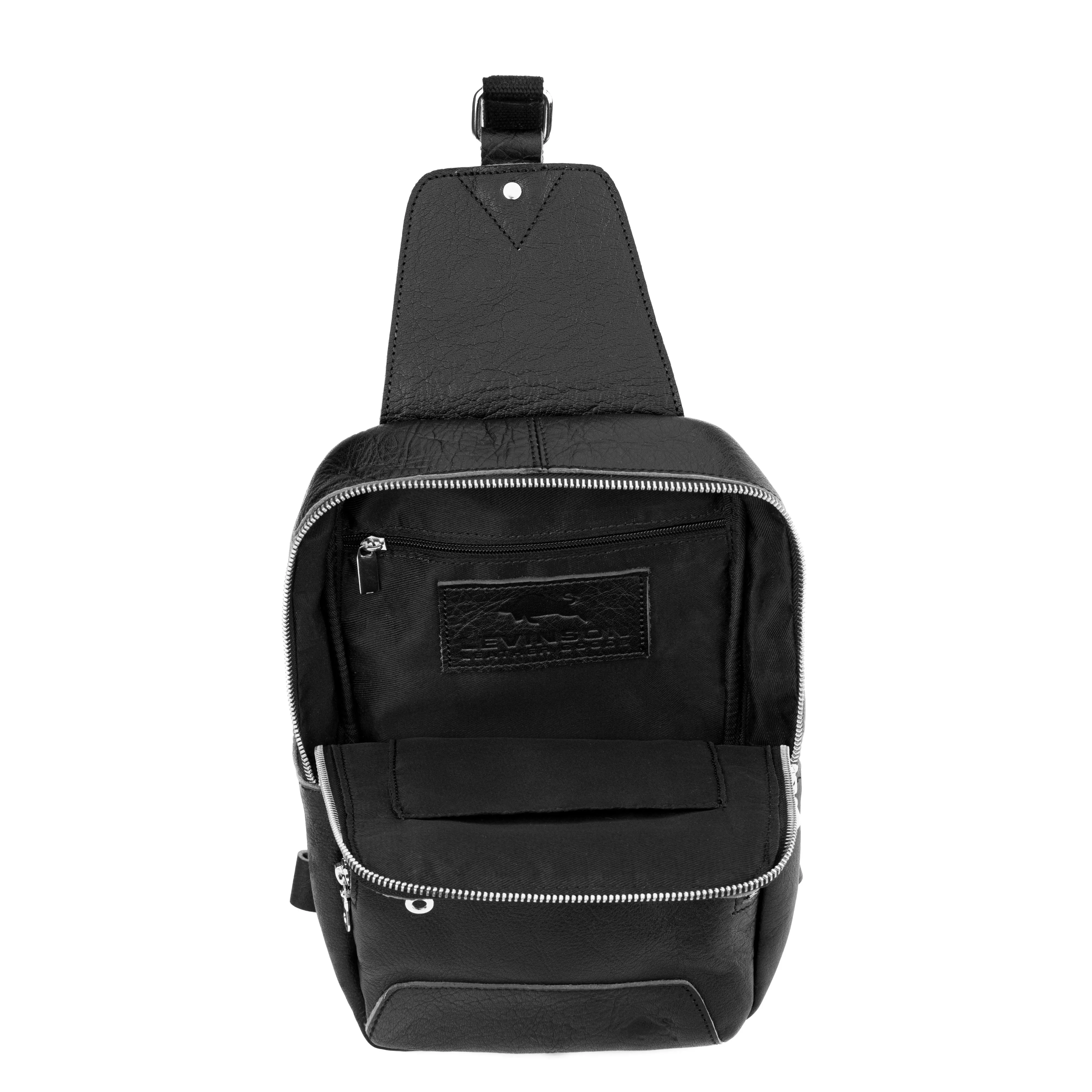 Carbon Black Leather Sling Bag