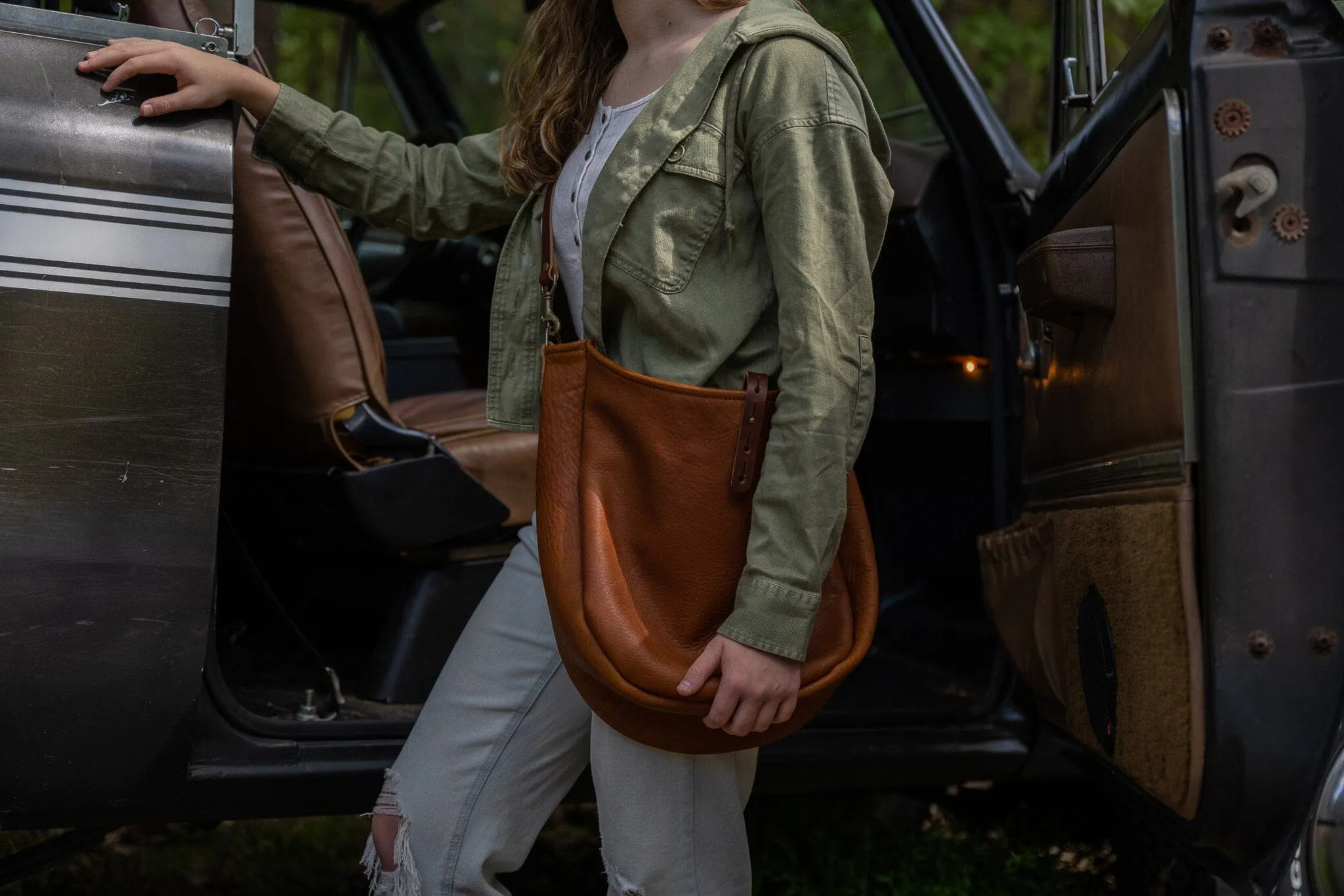 CELESTE LEATHER HOBO BAG - LARGE - CHERRY BISON