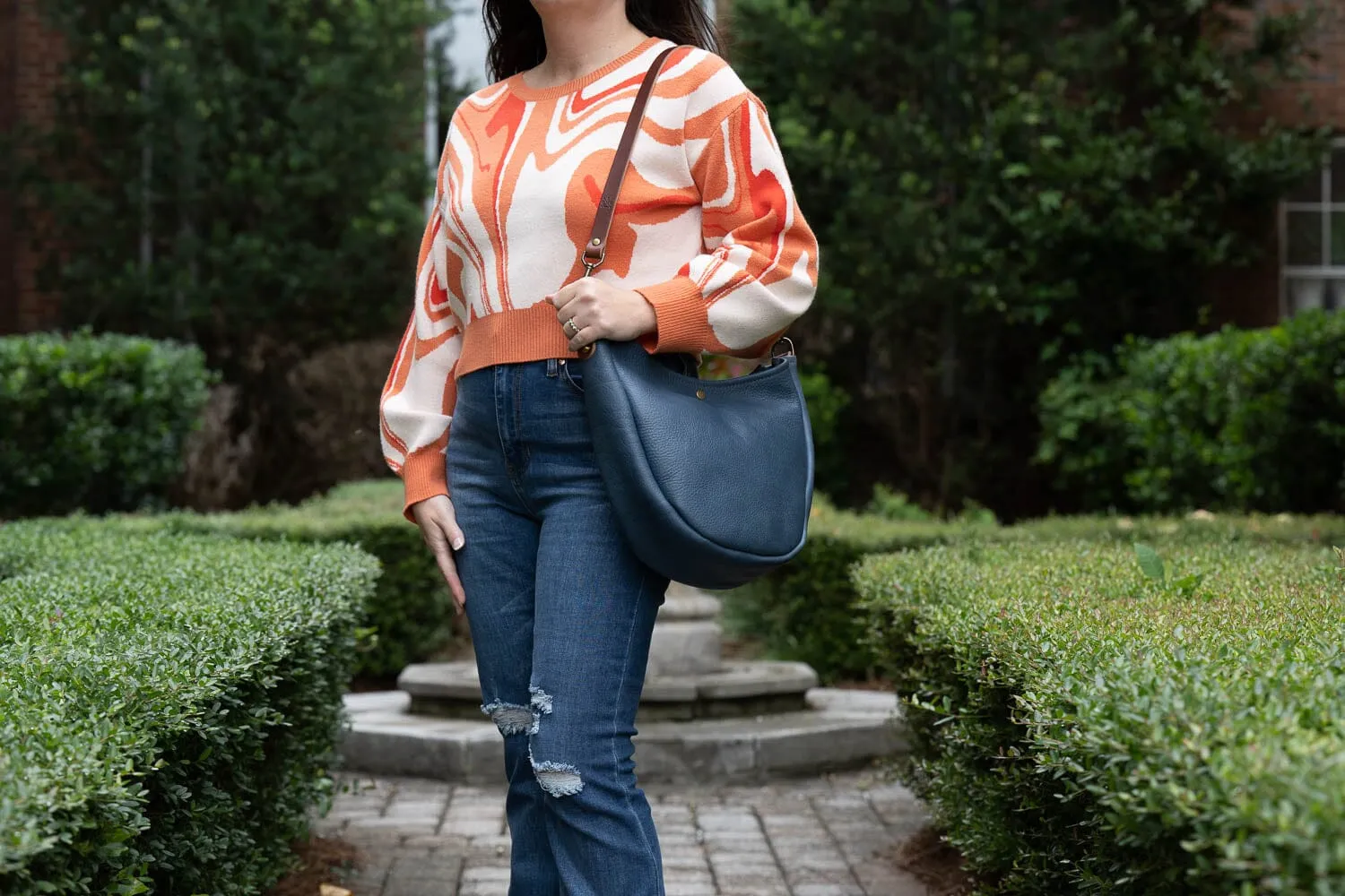 CELESTE LEATHER HOBO BAG - SMOKEY BLUE