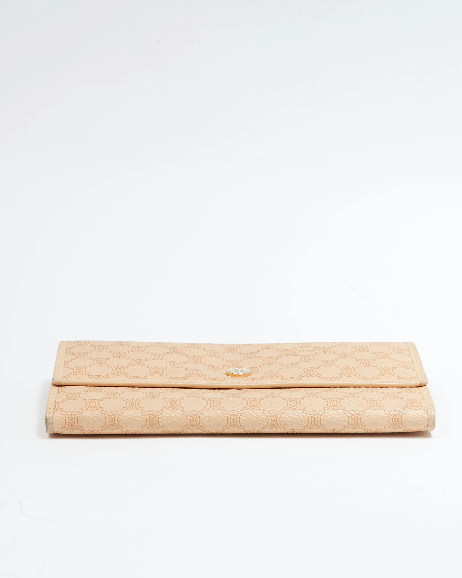 Celine Beige Macadam Coated Canvas Flap Continental Wallet
