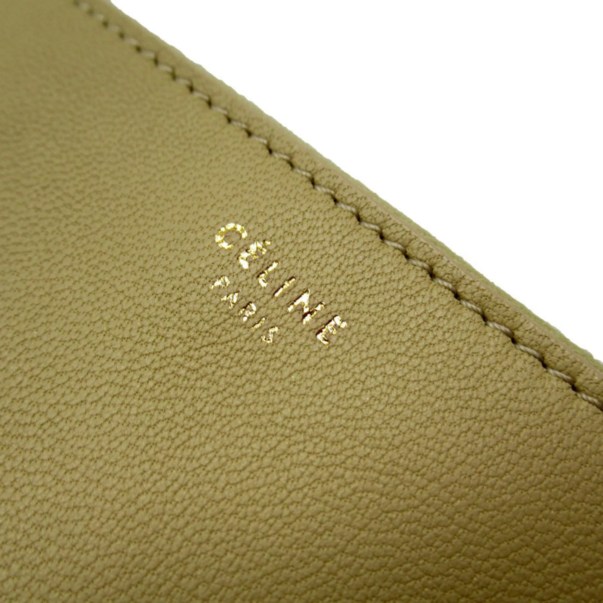 CELINE Clutch Bag Leather Cream x Brown Men's Women's t19216a