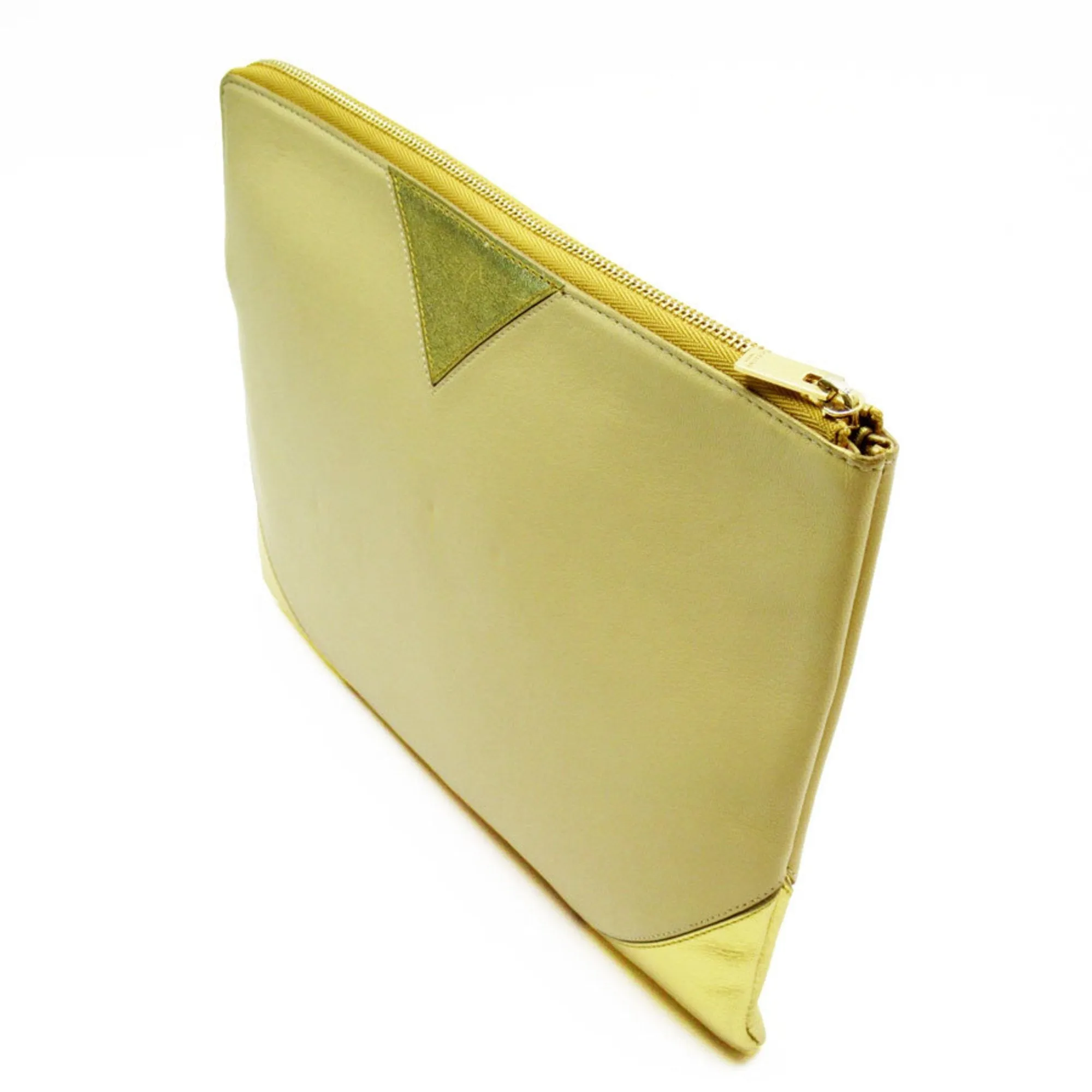 CELINE Clutch bag Leather Yellow x Gold Men's Women's t18970a