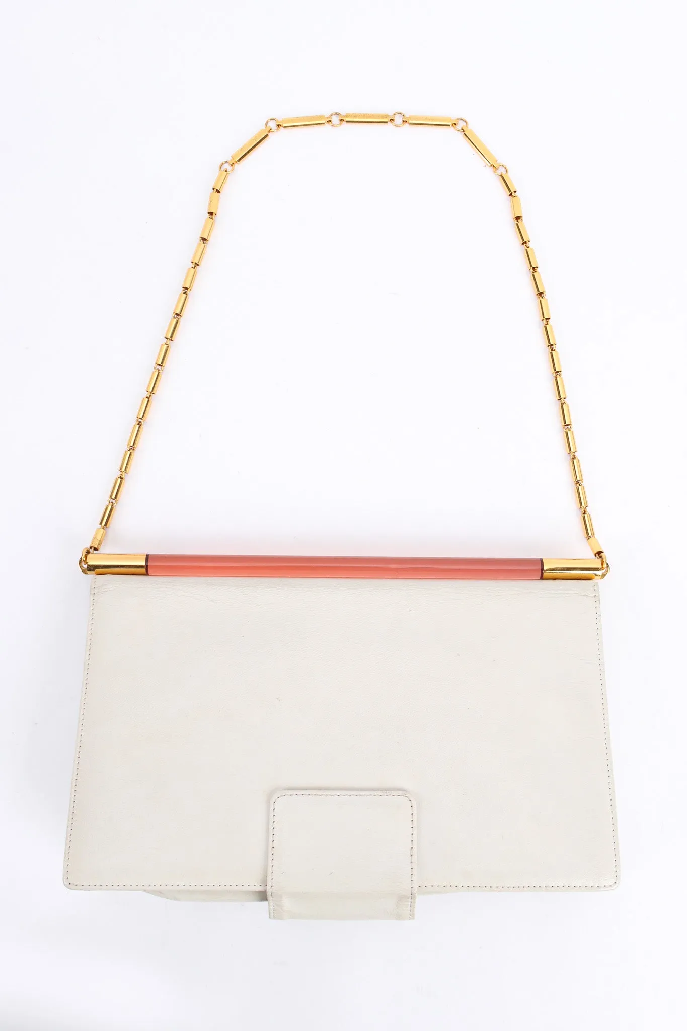 Chain Leather Envelope Clutch