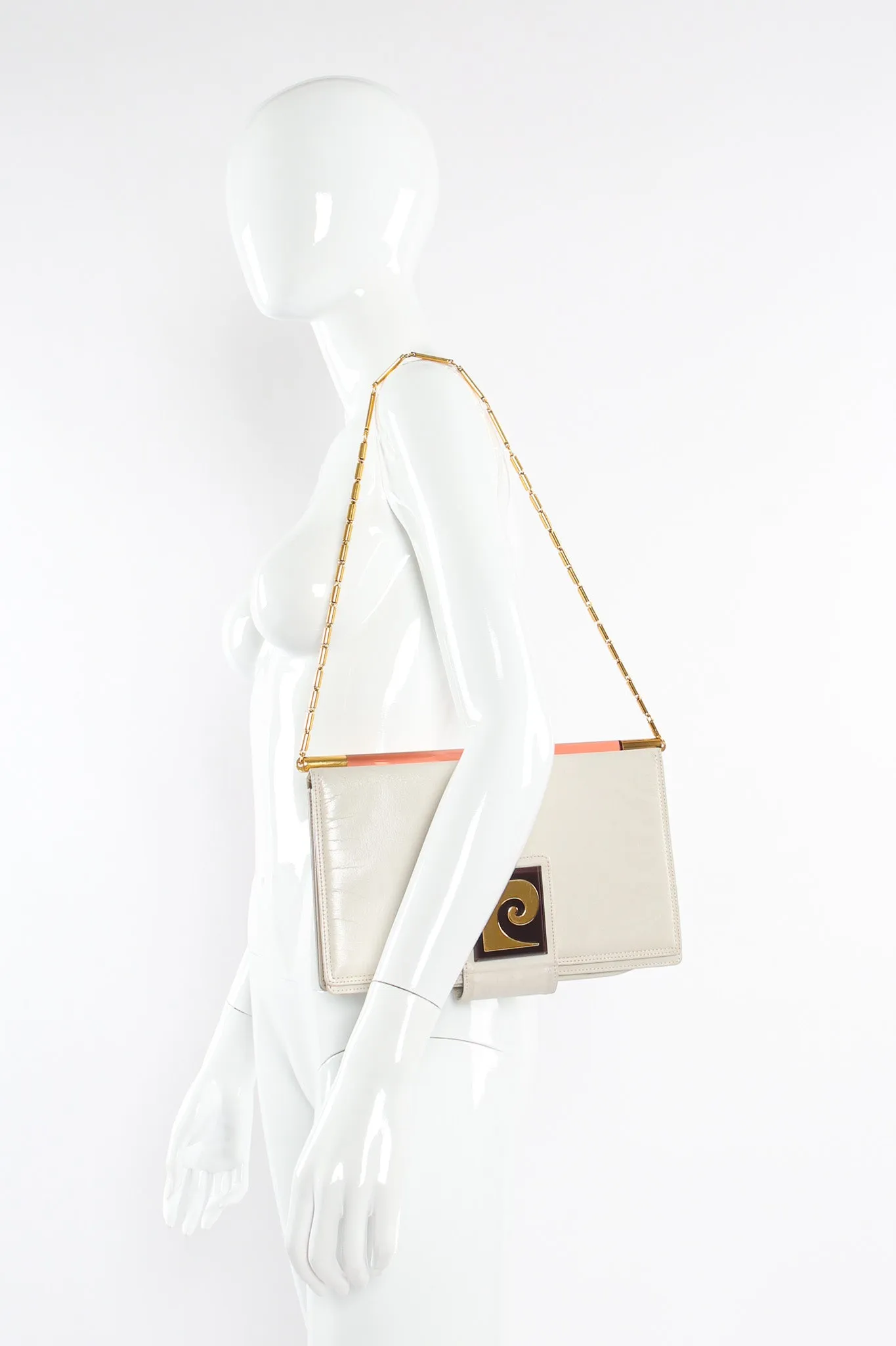 Chain Leather Envelope Clutch