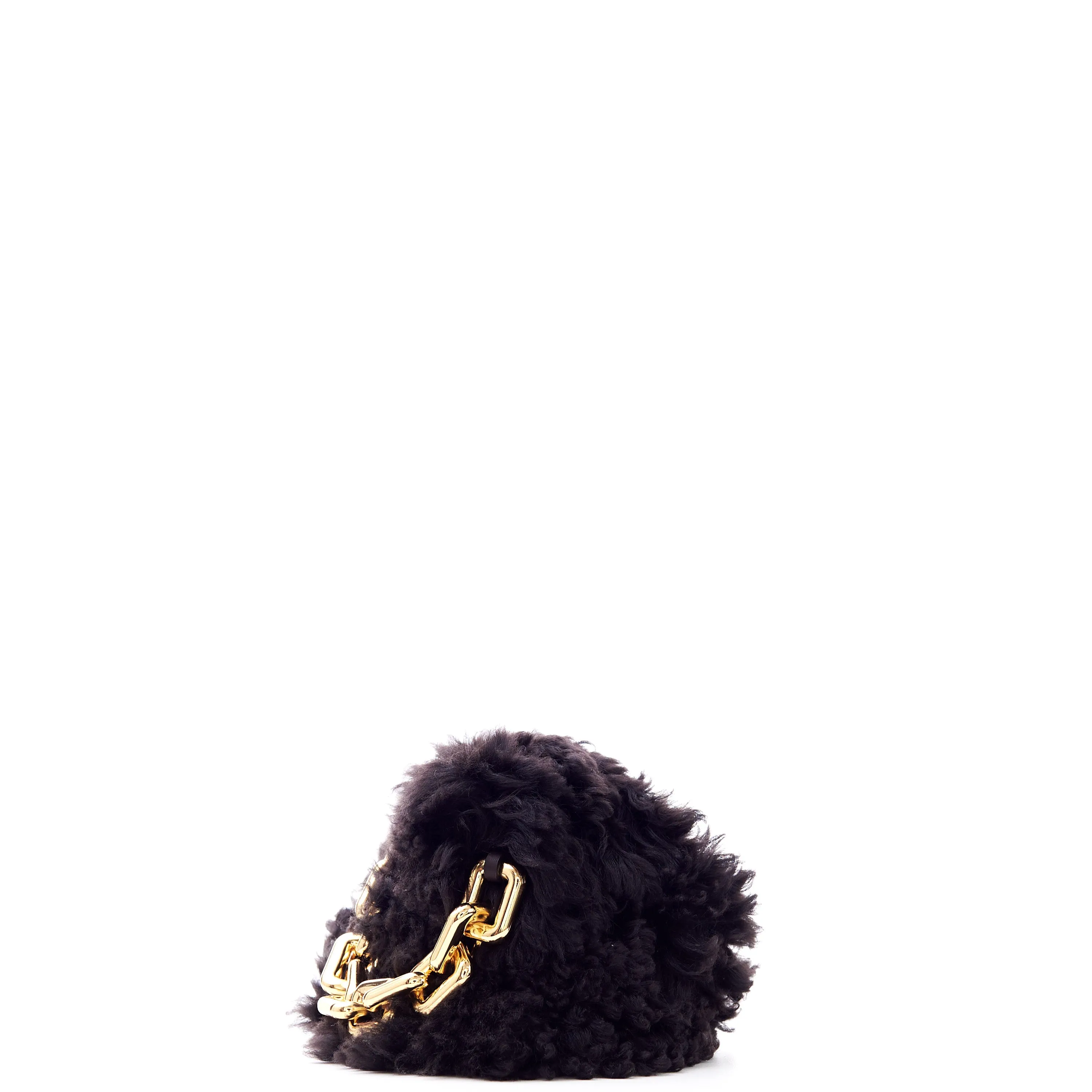 Chain Pouch Clutch In Fondant Shearling