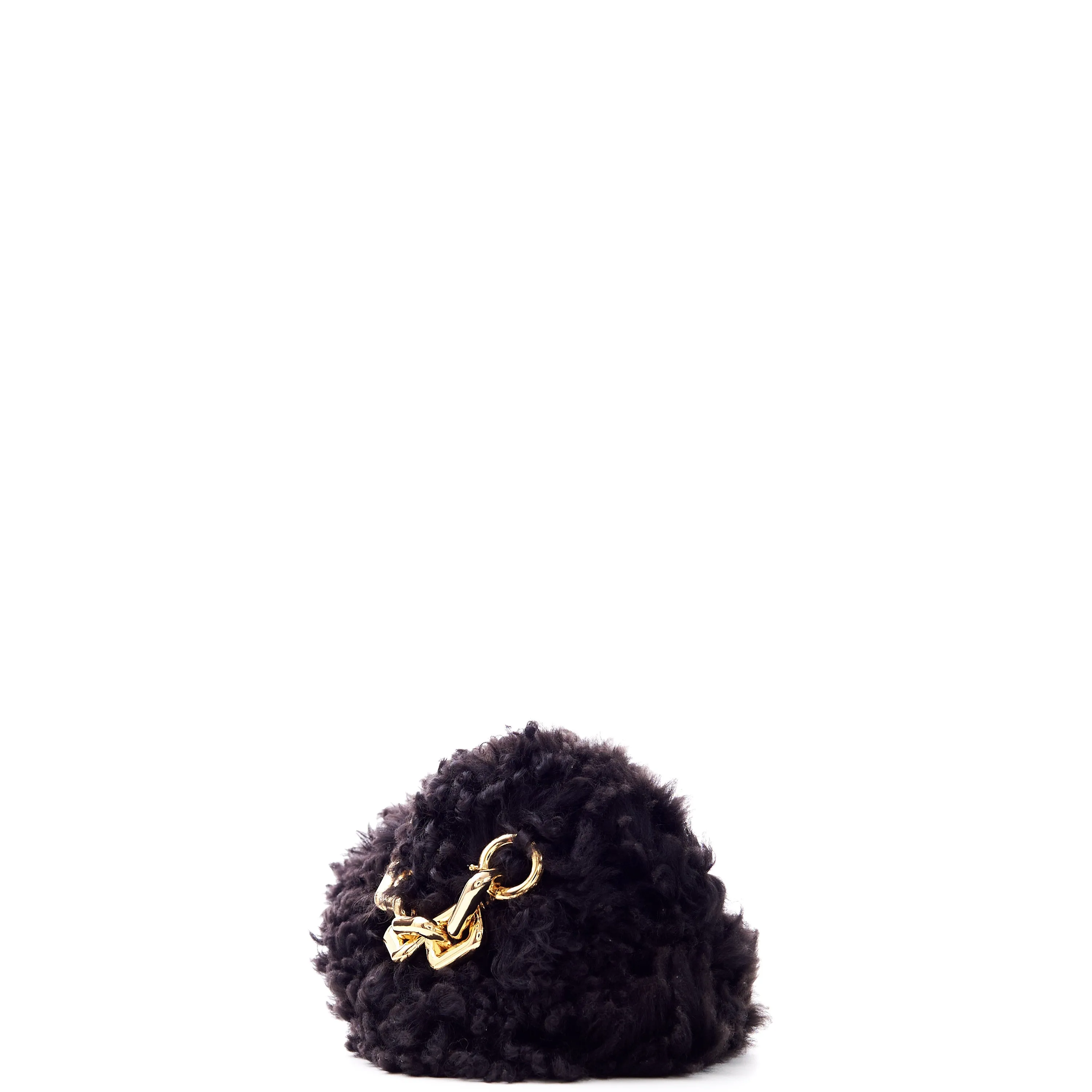 Chain Pouch Clutch In Fondant Shearling