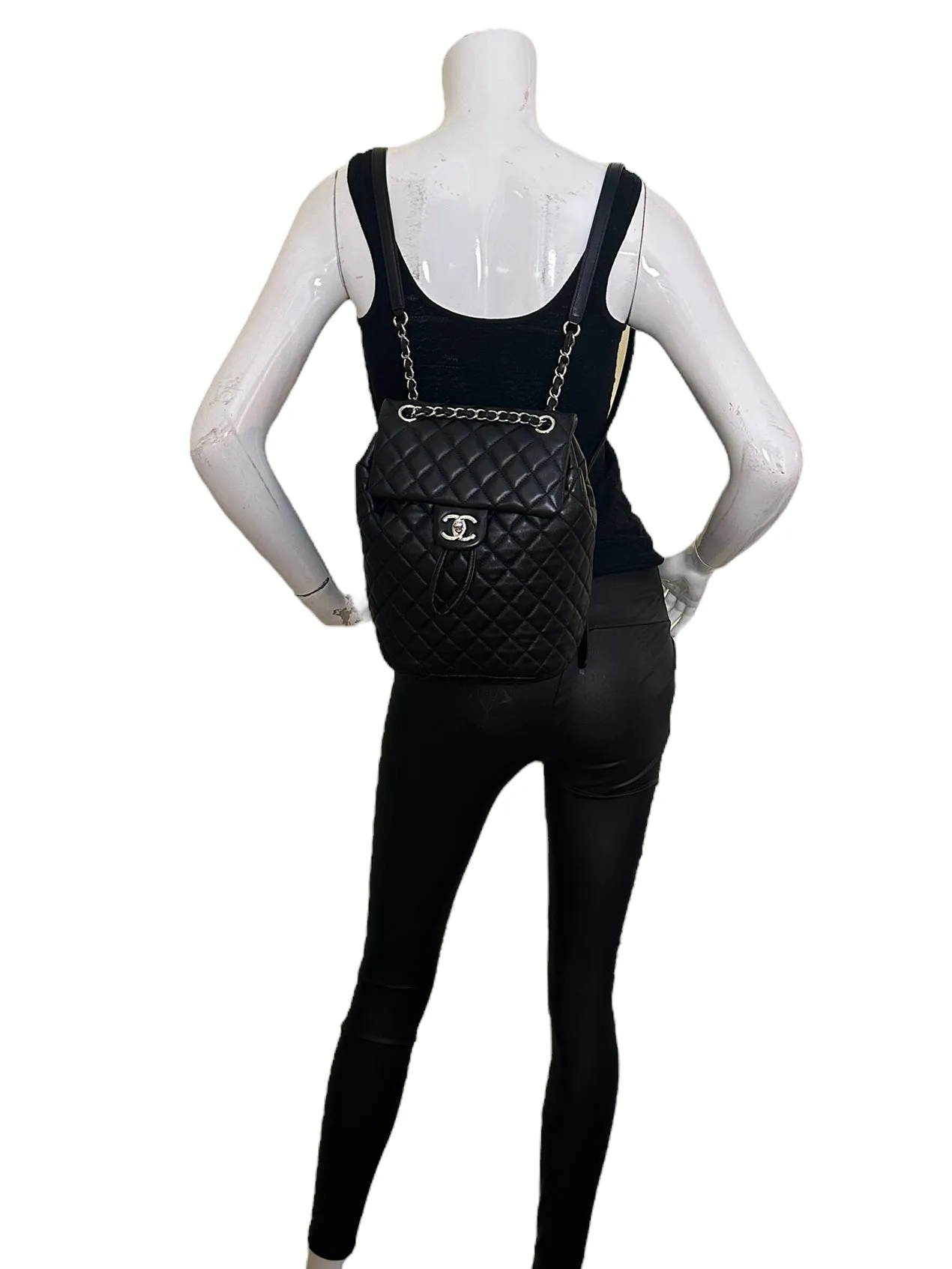 Chanel Black Lambskin Quilted Small Urban Spirit Backpack Bag