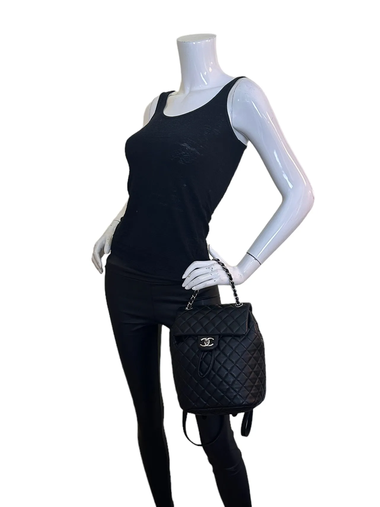 Chanel Black Lambskin Quilted Small Urban Spirit Backpack Bag