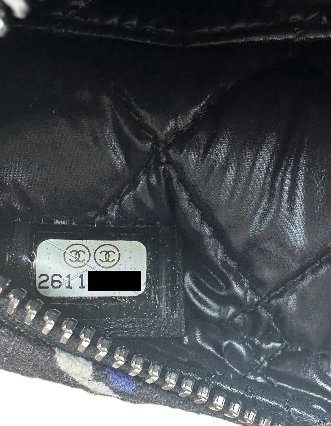 Chanel Black/Navy/White Coco Charm Canvas Wristlet
