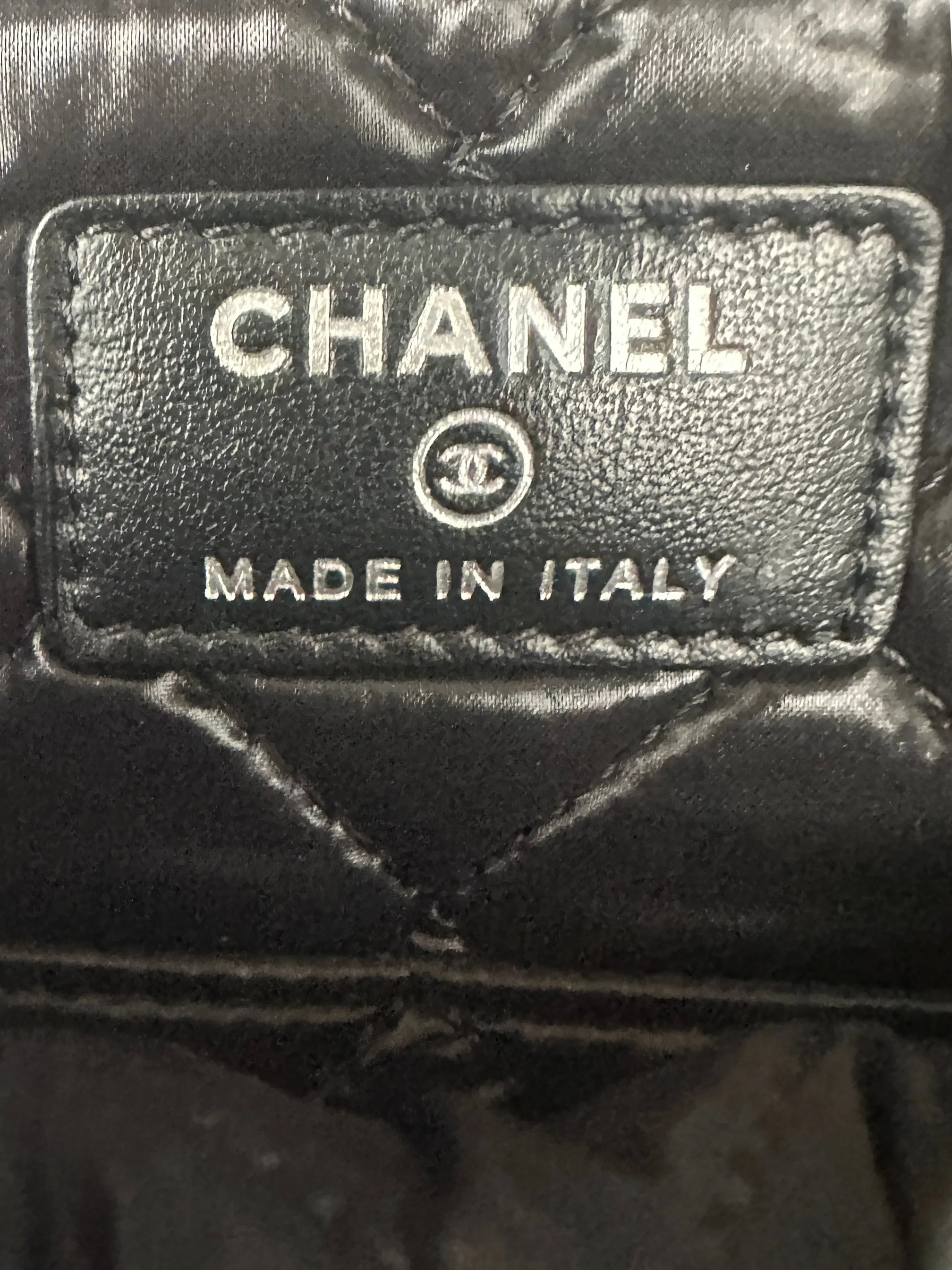 Chanel Black/Navy/White Coco Charm Canvas Wristlet