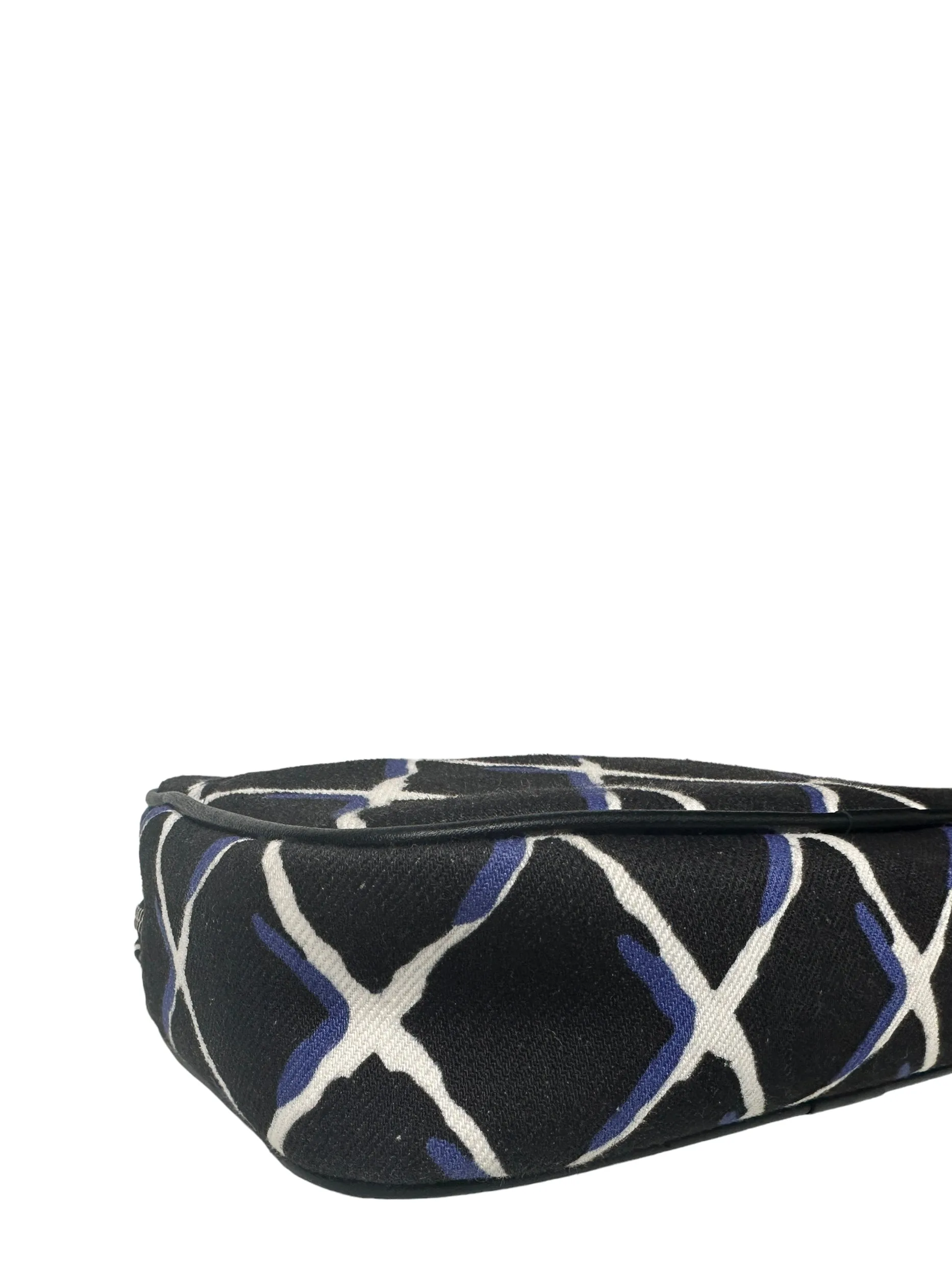 Chanel Black/Navy/White Coco Charm Canvas Wristlet