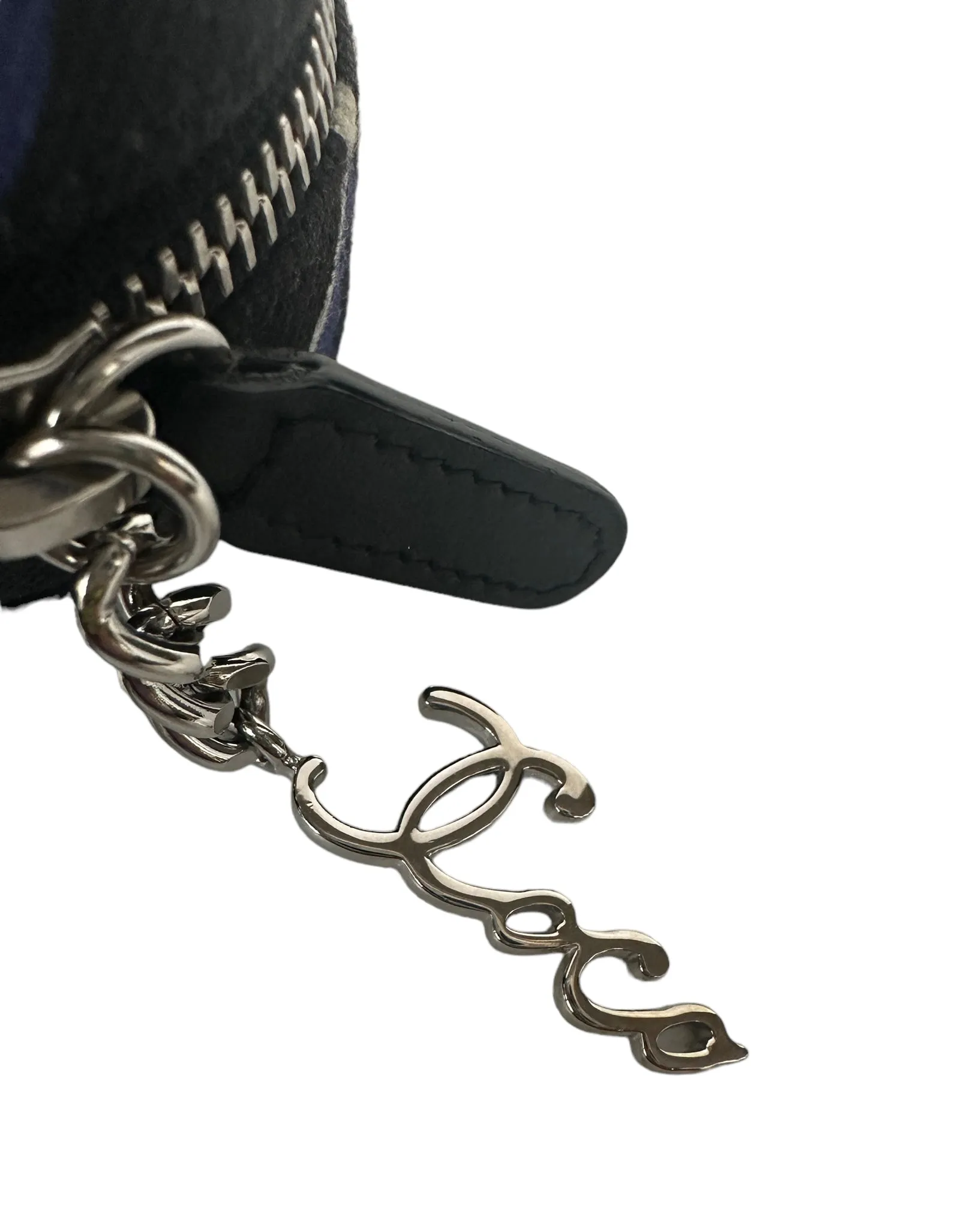 Chanel Black/Navy/White Coco Charm Canvas Wristlet
