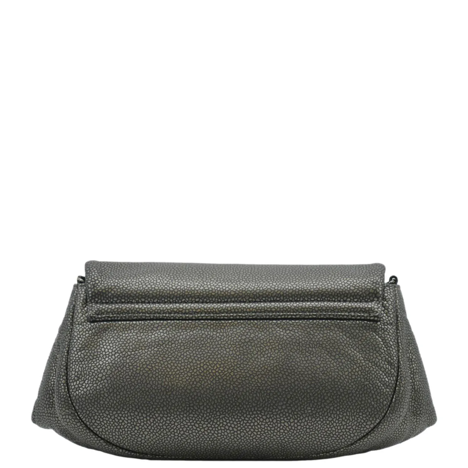 CHANEL Half Moon Caviar Leather Wallet on Chain Crossbody Bag Gray
