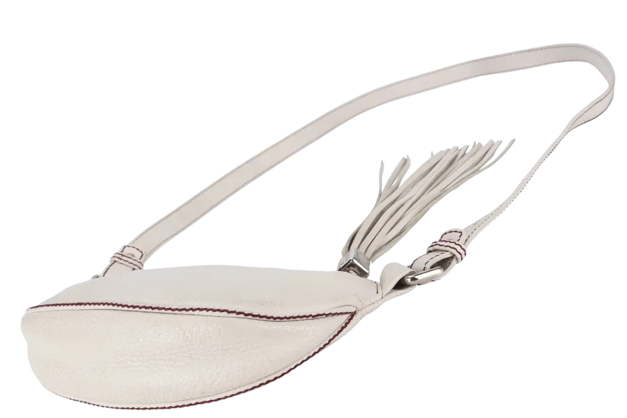 CHANEL LAX TASSEL CROSSBODY BAG SMALL CREAM GRAIN SILVER HARDWARE (8209xxx) NO DUST COVER