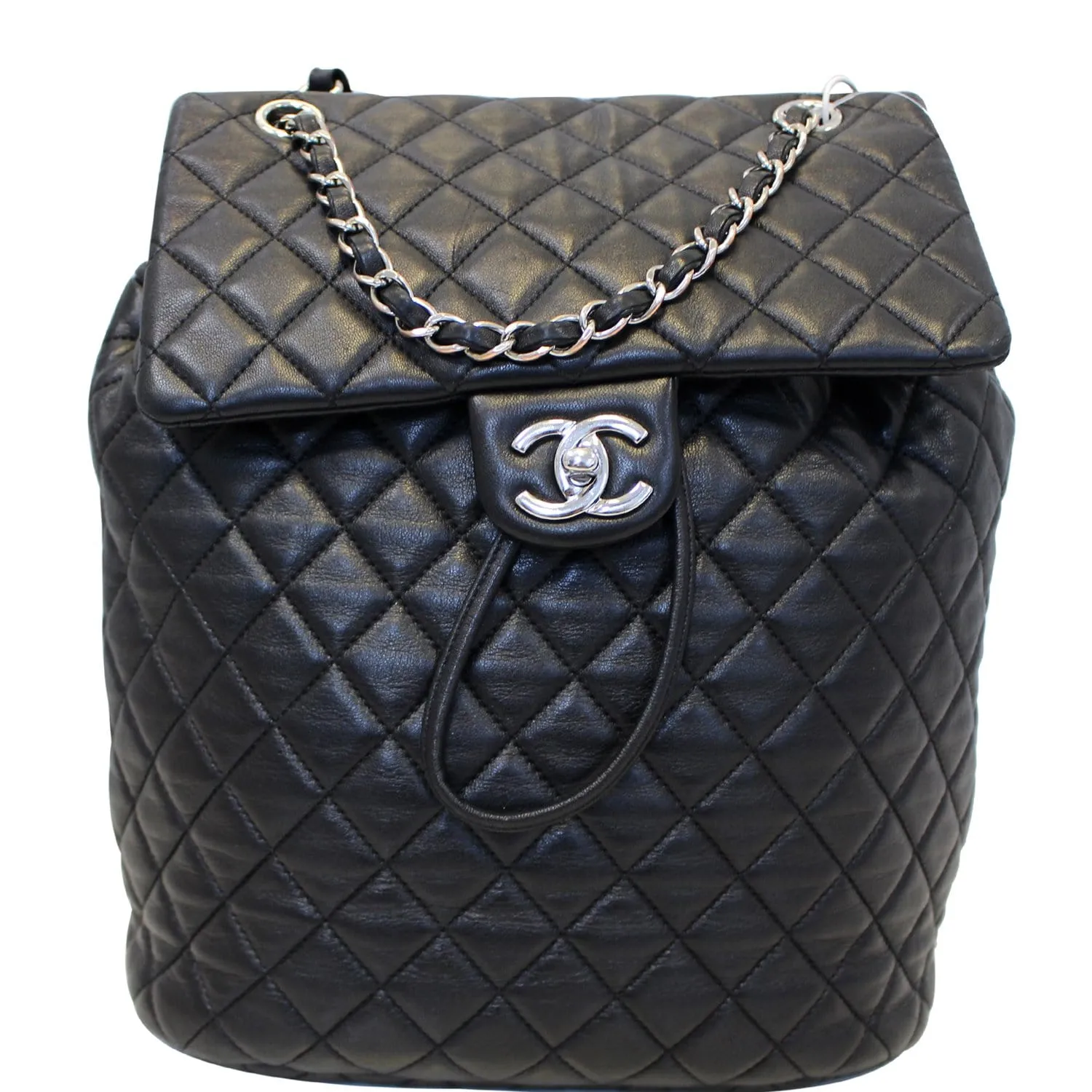 CHANEL Urban Spirit Lambskin Leather Backpack Bag Black