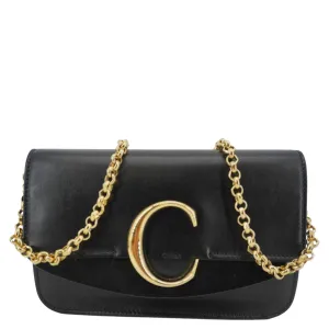 CHLOE C Chain Suede Clutch Crossbody Bag Black
