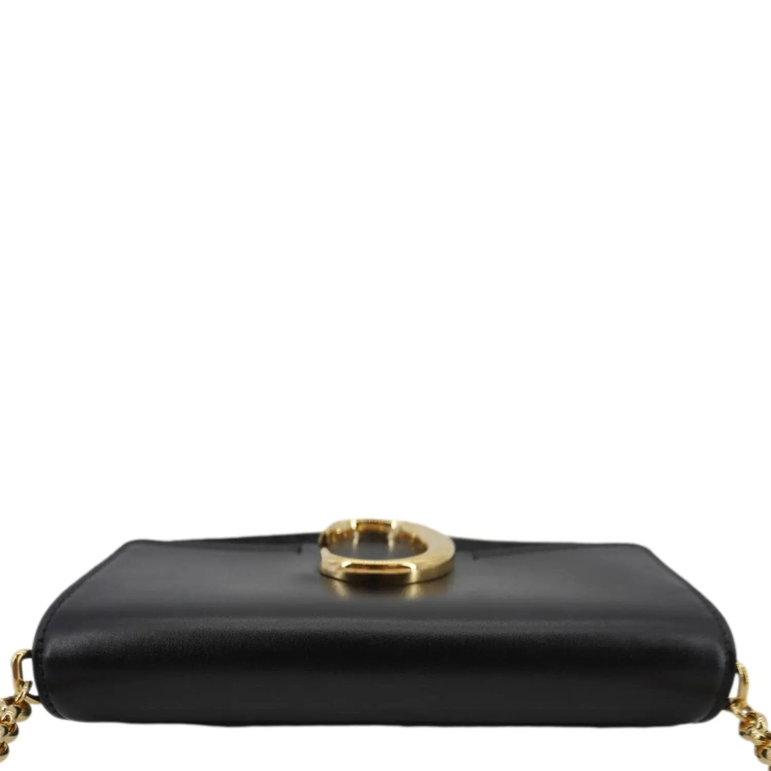 CHLOE C Chain Suede Clutch Crossbody Bag Black