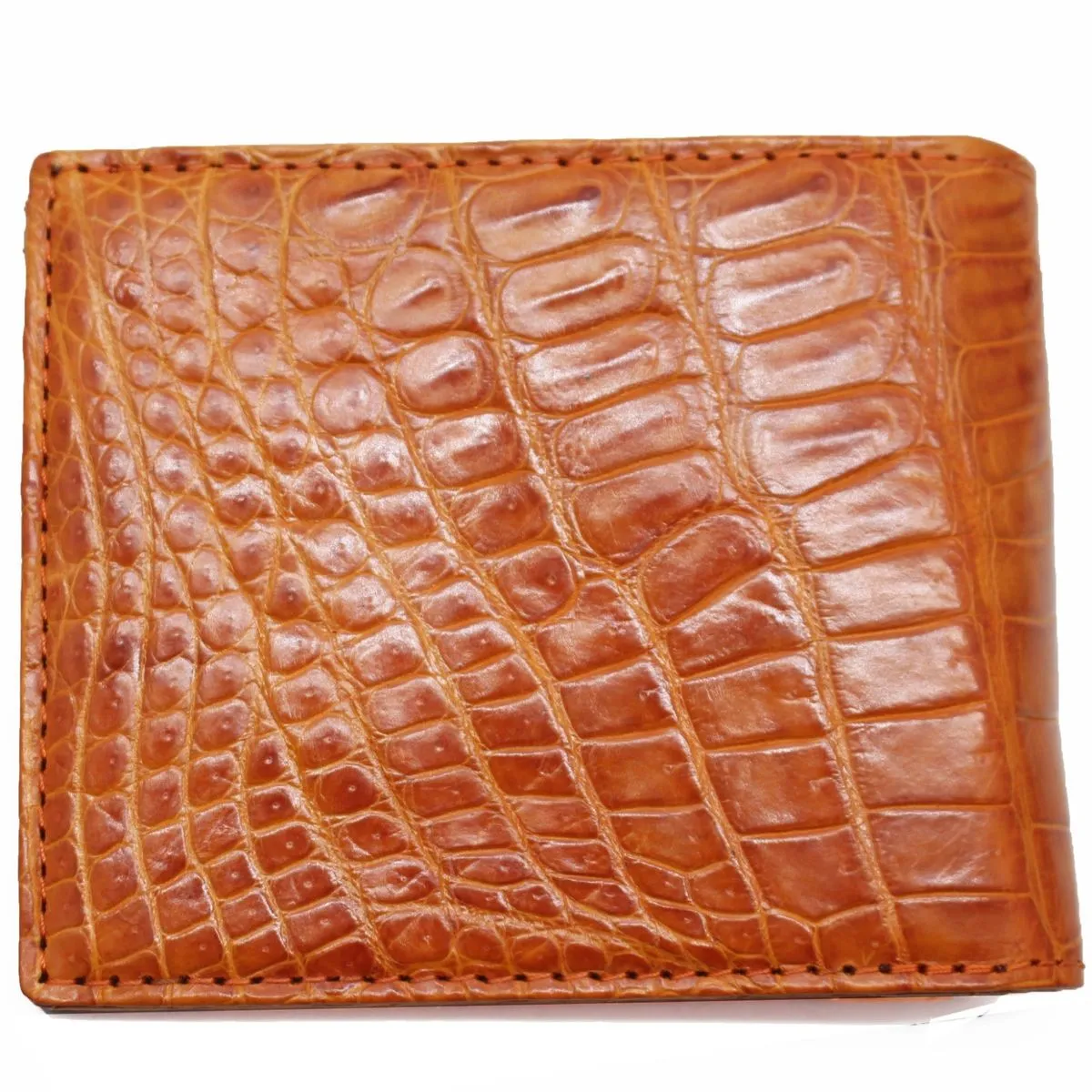 Classic Crocodile Wallet, Genuine Full Crocodile Skin Wallet for Men, Orange