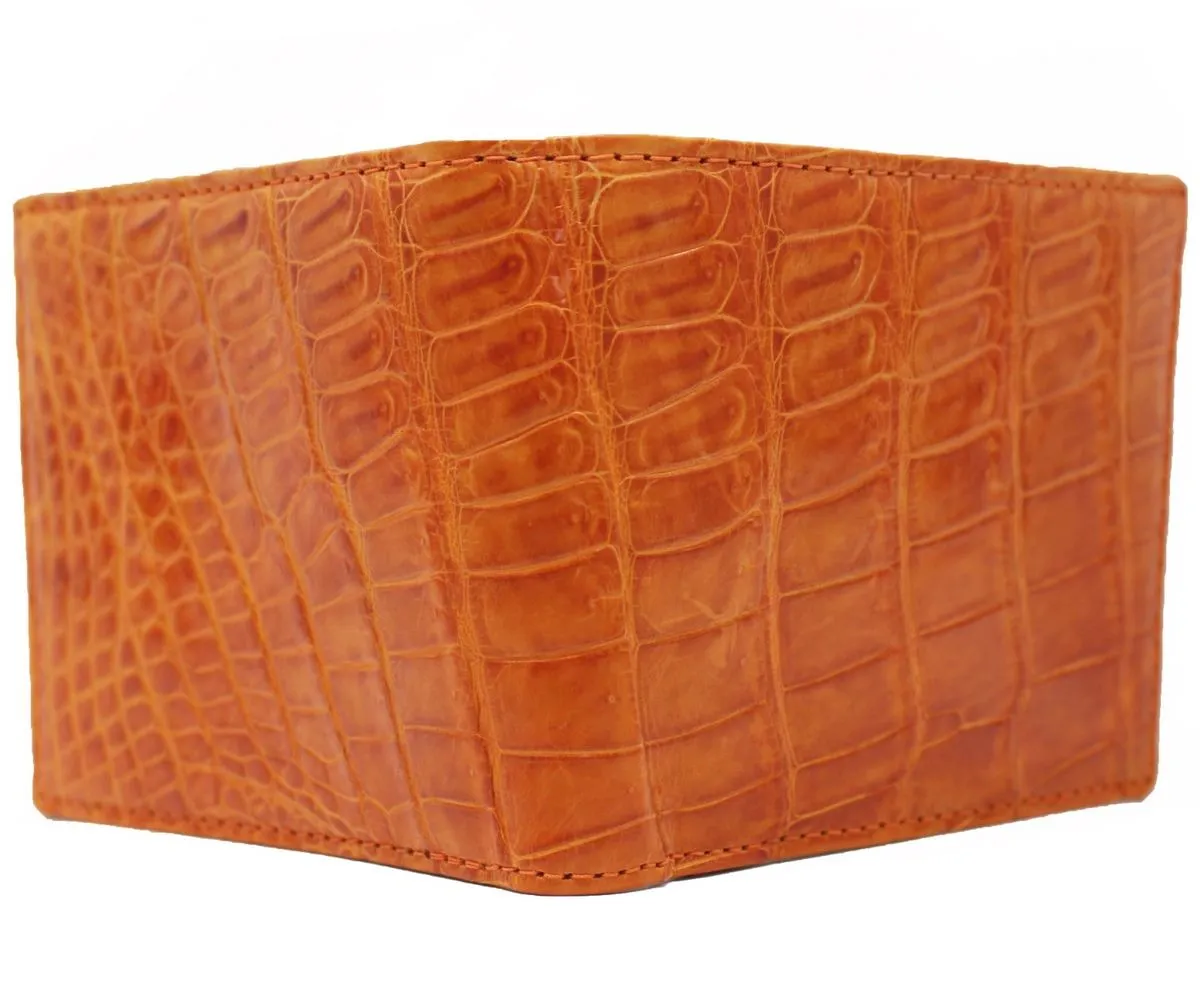 Classic Crocodile Wallet, Genuine Full Crocodile Skin Wallet for Men, Orange