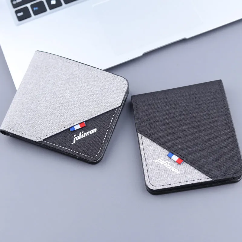 Classic Men's Short Canvas Thin Cloth Men's Wallets
