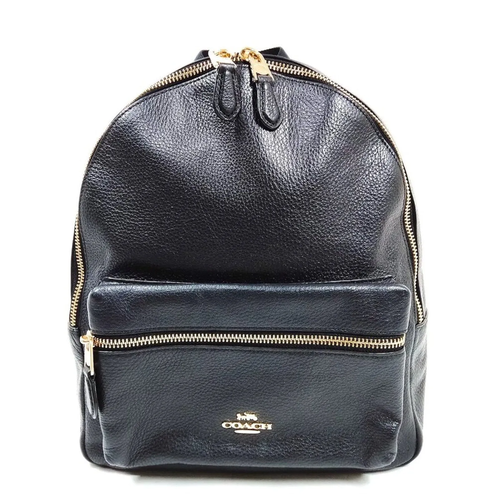 COACH Black Leather Backpack Bag