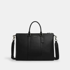Coach Caleb Work Bag Pebbled Leather-Gunmetal-Black