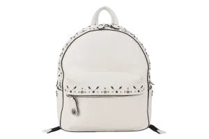 COACH CAMPUS BACKPACK WHITE PRAIRIE CALF LEATHER SILVER HARDWARE WITH DUST COVER