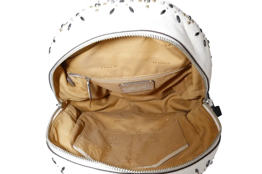 COACH CAMPUS BACKPACK WHITE PRAIRIE CALF LEATHER SILVER HARDWARE WITH DUST COVER