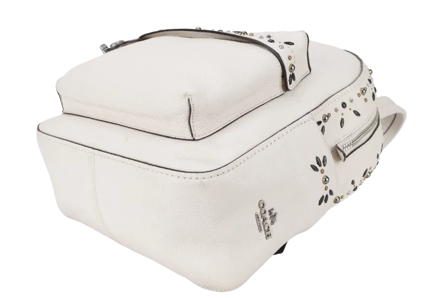 COACH CAMPUS BACKPACK WHITE PRAIRIE CALF LEATHER SILVER HARDWARE WITH DUST COVER