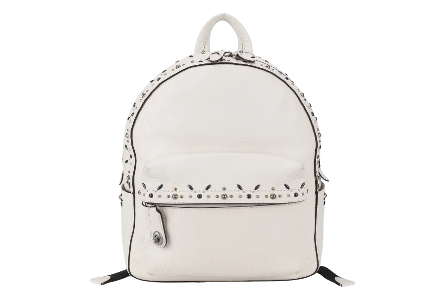 COACH CAMPUS BACKPACK WHITE PRAIRIE CALF LEATHER SILVER HARDWARE WITH DUST COVER